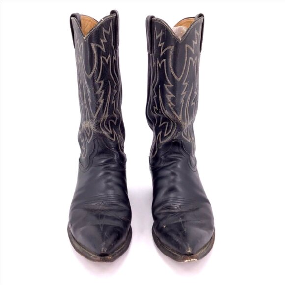 Justin Boots Other - Vintage Justin Black Leather Cowboy Boots Pointed Toe Style 2005 Sz 9.5 D